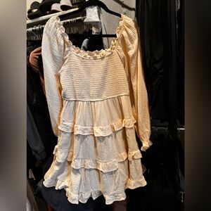 Cute beige dress, long sleeve,maternity dress